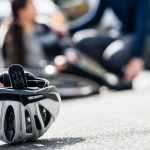 bicycle helmet on ground after an accident